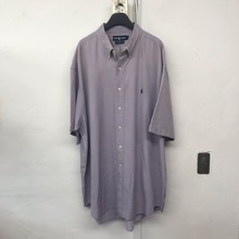 Polo Ralph Lauren faded lavender gray herringbone silk/cotton half slv bd shirt oversized