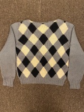 Vtg argyle pattern heavywool boatnecck sweater
