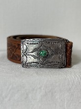 RRL leather carving belt with josilver stering silver buckle (~32 인치)