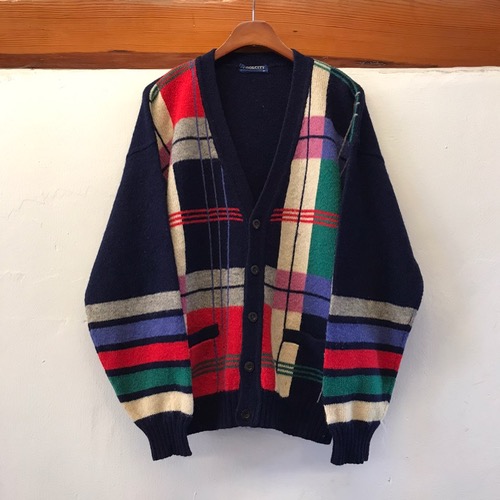 Color block wool cardigan (95-103)