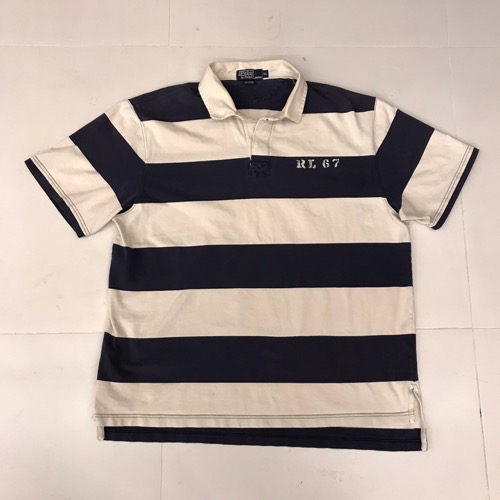 Polo Ralph lauren cotton wide stripe half slv polo shirt (105-110)