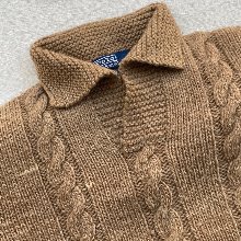 polo hand-kintting wool cable collar sweater (100 size)