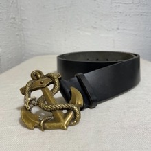 ralph lauren anchor buckle leather belt 새 것 (31in-35in)